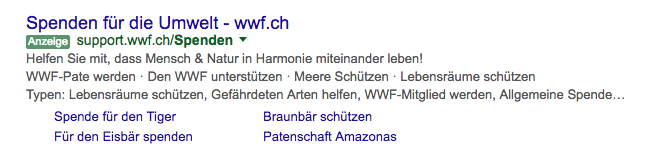 Eine Google AdWords Textanzeige von WWF